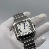 Montre Carrée Chiffres Romains Blanche