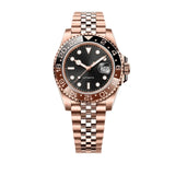 Montre GMT Lunette Marron, Or Rose