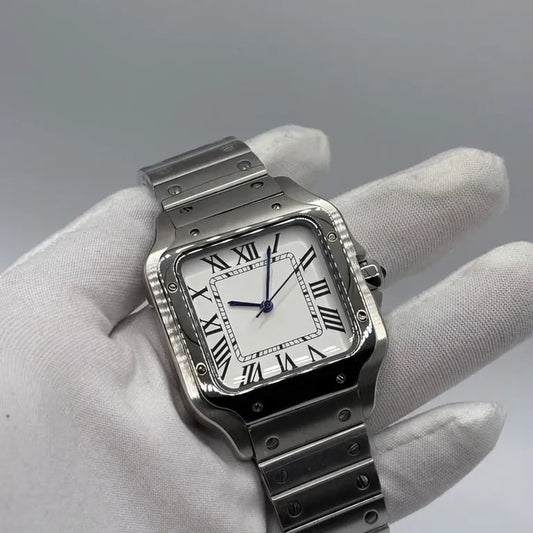 Montre Carrée Chiffres Romains Blanche