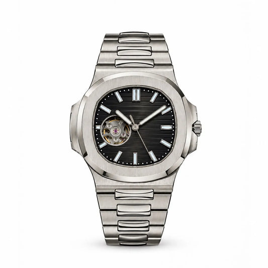 Montre Coussin Cœur Ouvert Noire