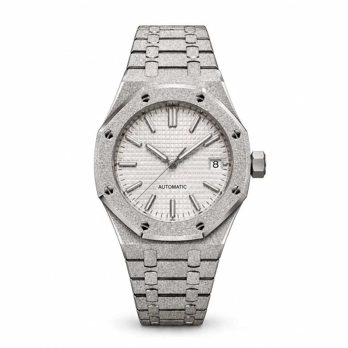 Montre Octogonale Givrée Blanche