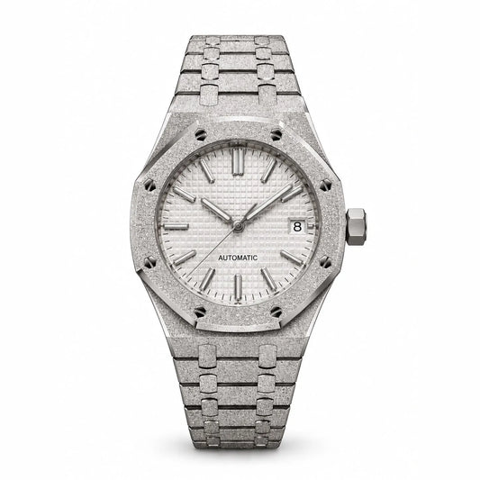 Montre Octogonale Givrée Blanche