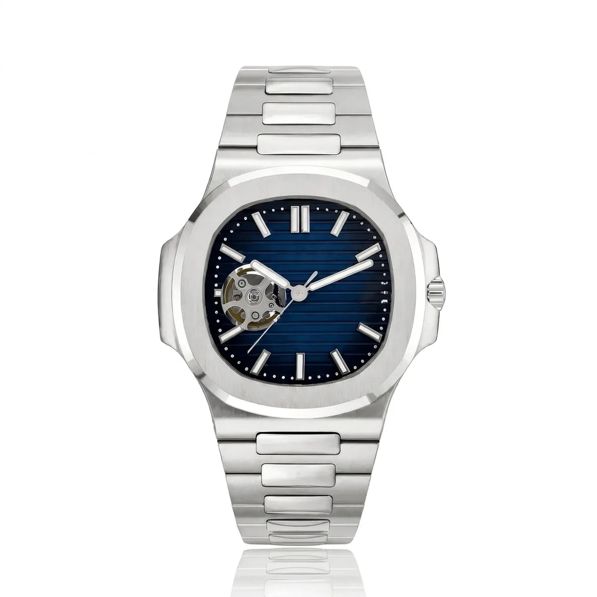 Montre Coussin Cœur Ouvert Bleue
