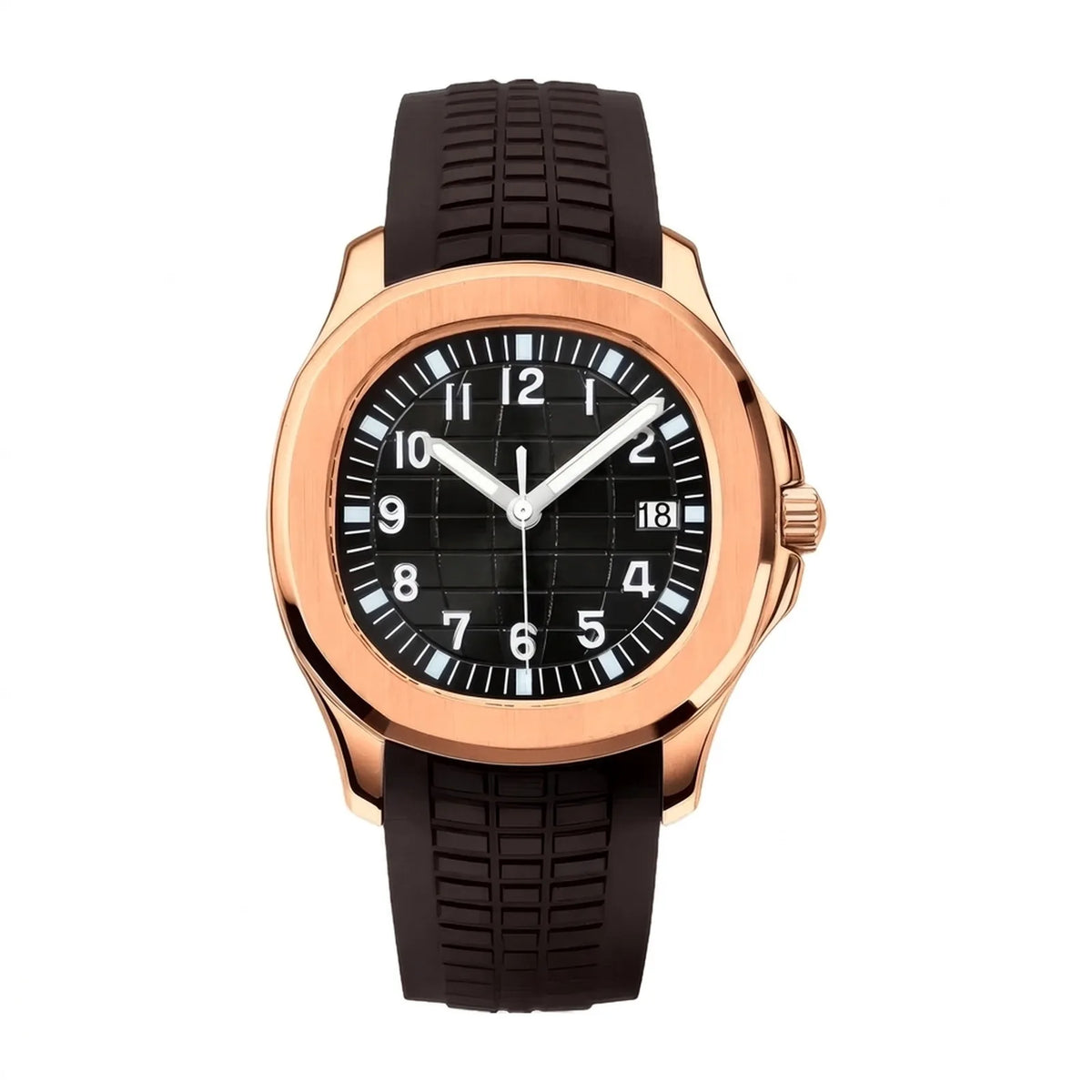 Montre Coussin Sport Chocolat, Or Rose