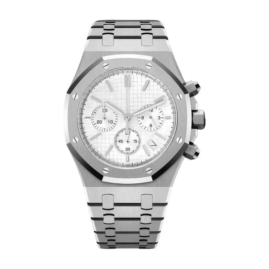 Montre Octogonale Chronographe Blanche